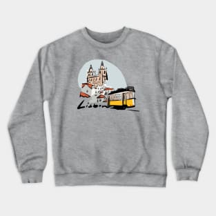 Lisboa Tram and Cathedral Crewneck Sweatshirt